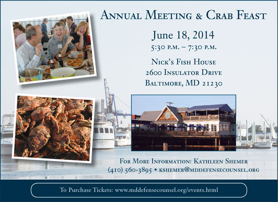 Annual Meeting and Crab Feast: June 18, 2014