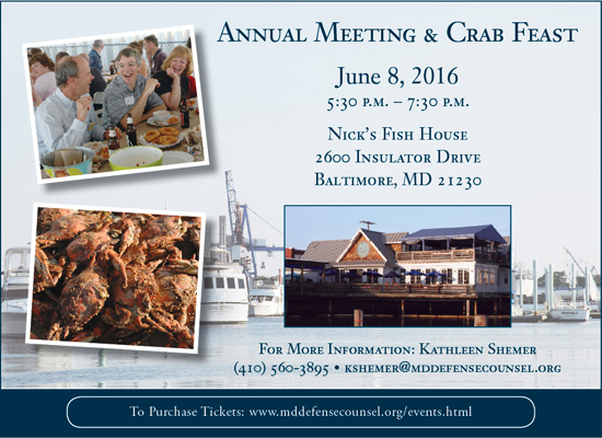 Annual Meeting and Crab Feast: June 17, 2015